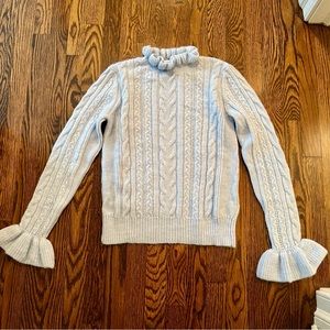 H&M Cable Knit ruffle Sleeve Sweater